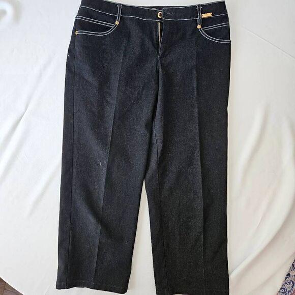 St. John Sport Black Cropped Denim Pants Size 10 - Picture 2 of 5